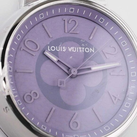 Louis Vuitton 41.5mm Stainless Steel and Lilac Swiss Quartz Tambour Watch Face - Picture 2 of 5